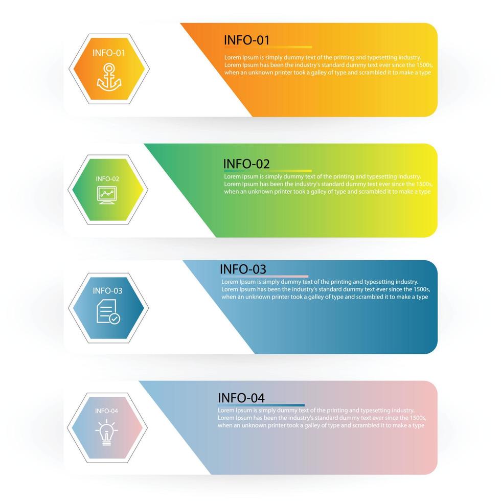 Infographic Hexagon with rectangle shape vector Template Process concept Step for strategy