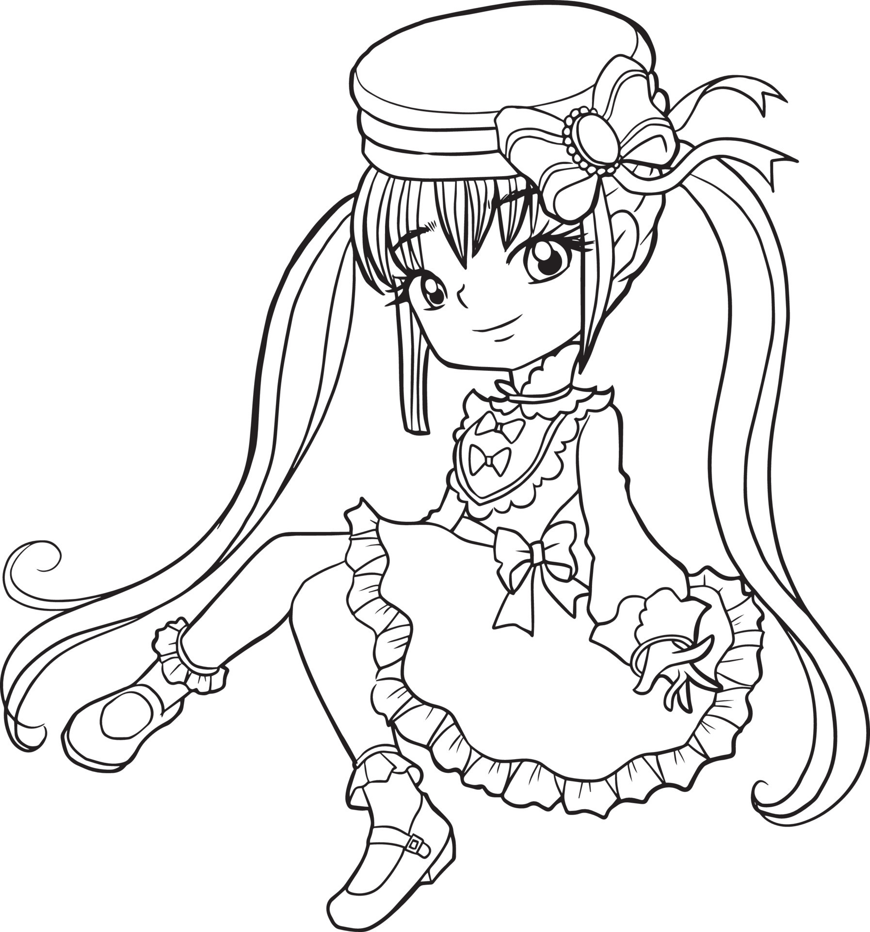 coloring page girl anime cute character cartoon, model, emotion,  illustration, clip art, drawing, lovely, manga, design idea art vector love  9210242 Vector Art at Vecteezy
