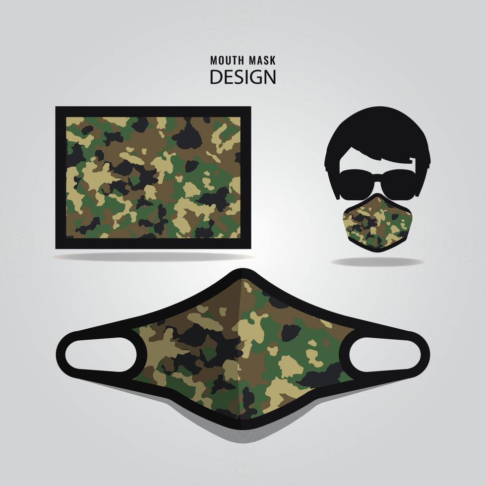 Camouflage pattern in mouth mask design vector illustration
