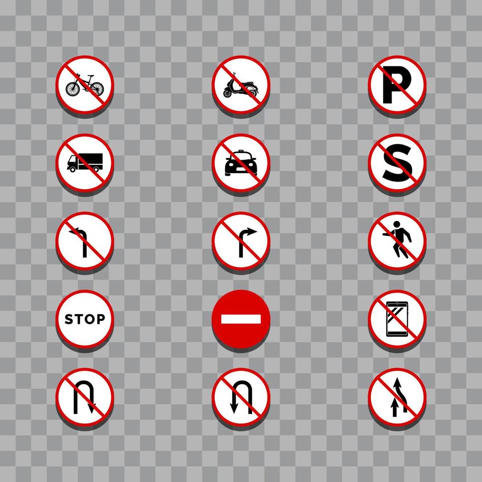 Prohibition sign collection graphic design vector illustration