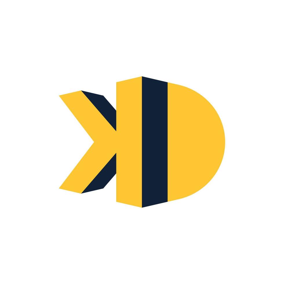 KD logo monogram, letter K and D 3d vector