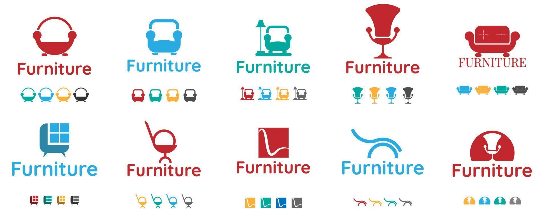 Furniture Logo Set Design Vector