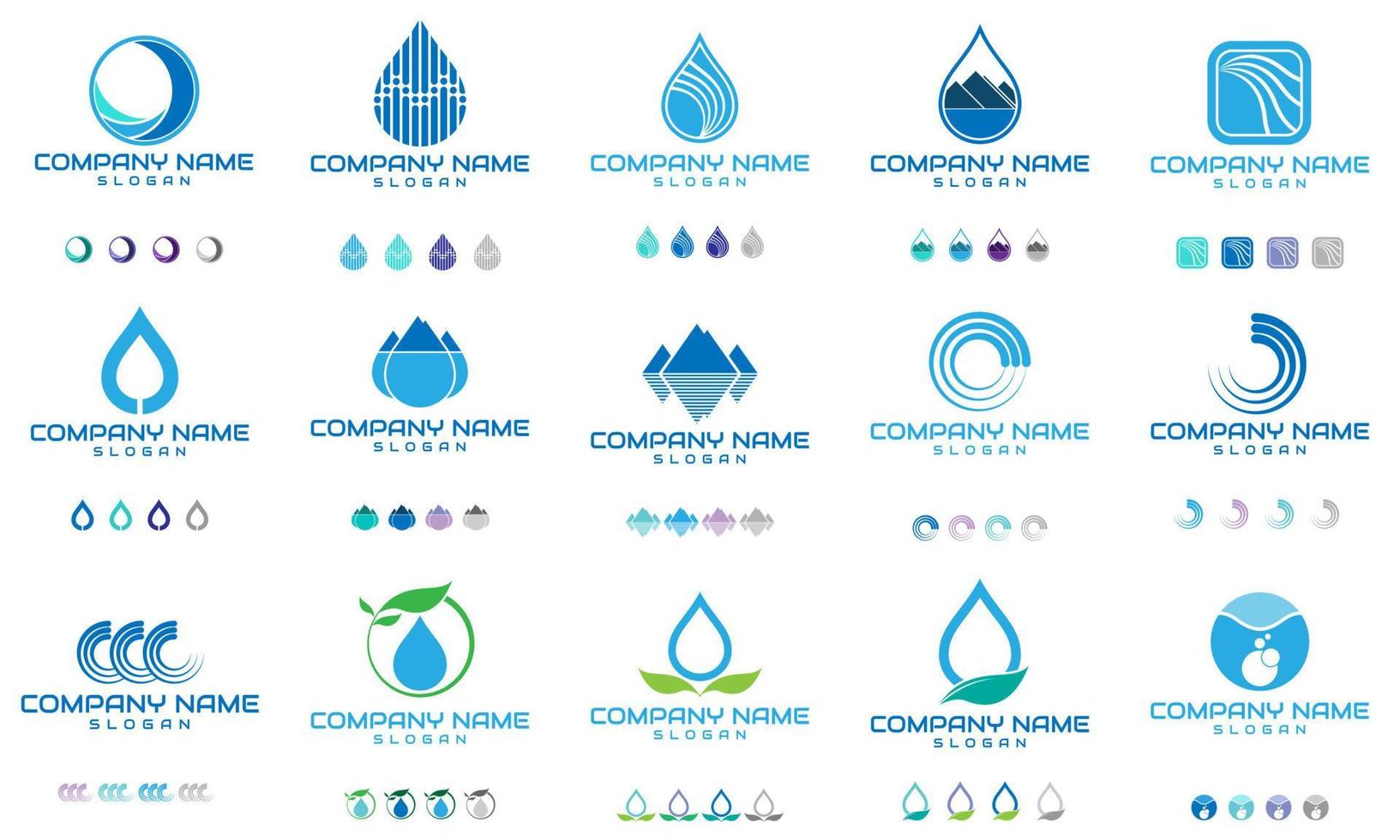 Water Logo Set Design Vector