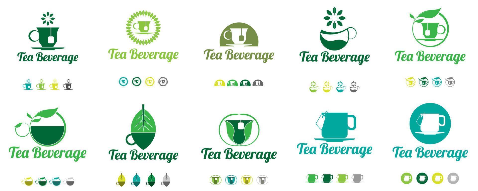 vector de diseño de conjunto de logotipo de té