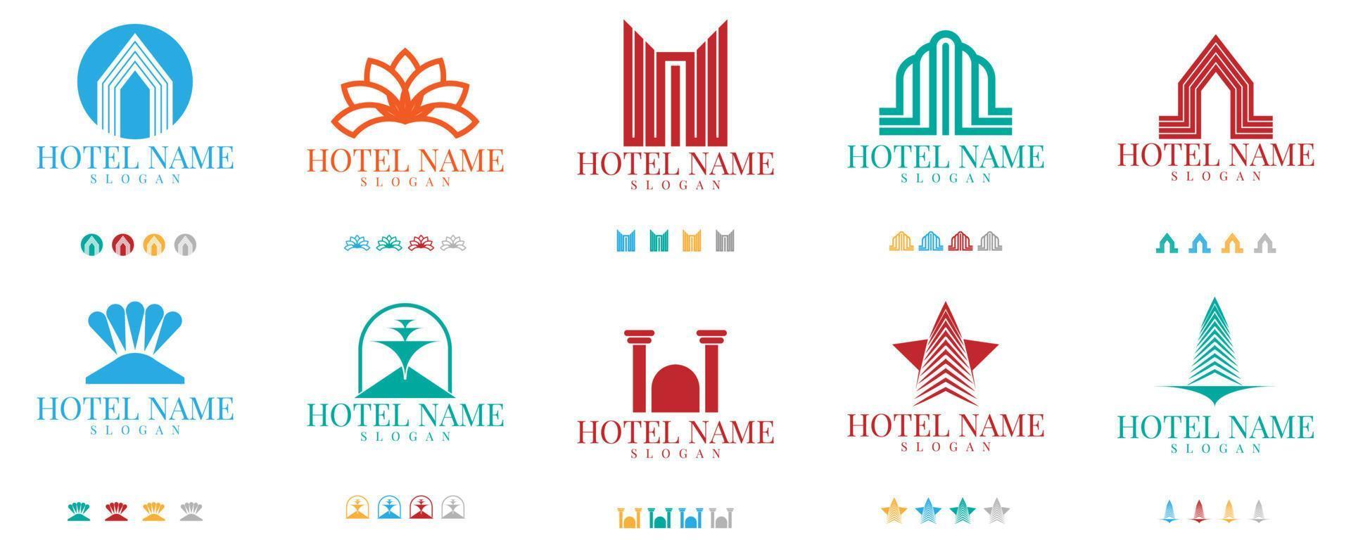 vector de diseño de conjunto de logotipo de hotel