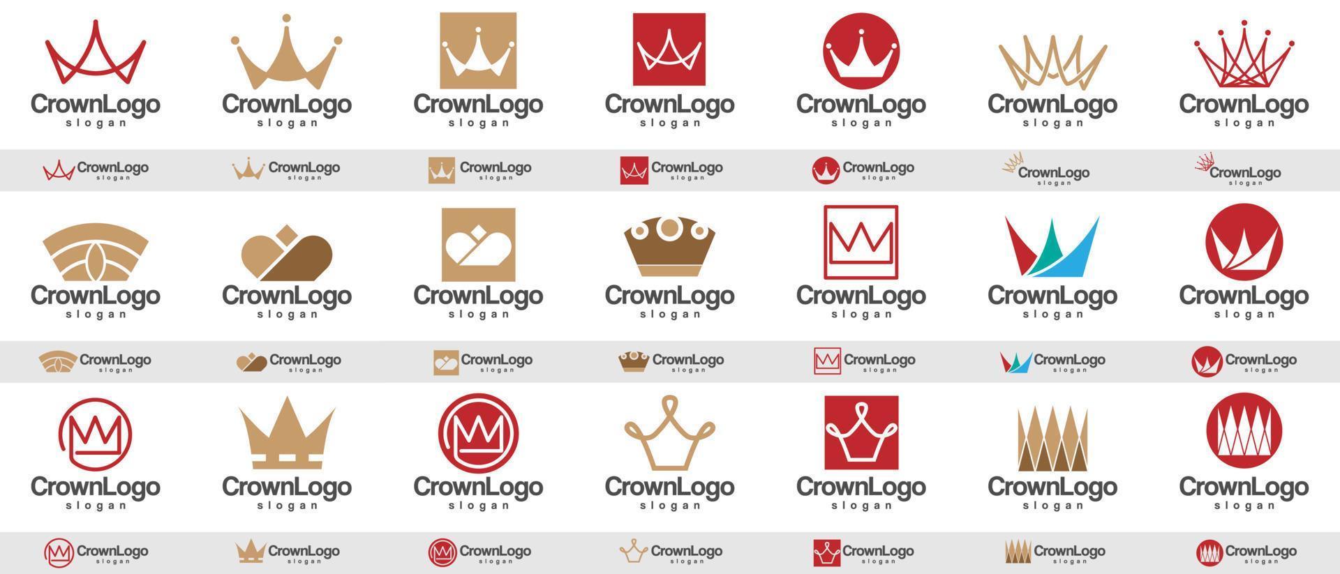 Crown Logo Set Design Vector