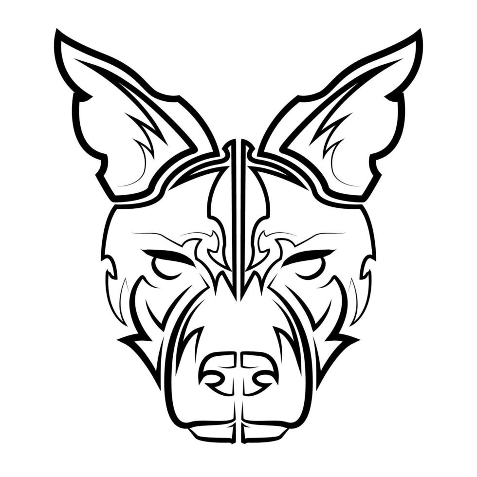 Black and white line art of wolf head. Good use for symbol, mascot, icon, avatar, tattoo, T Shirt design, logo or any design vector