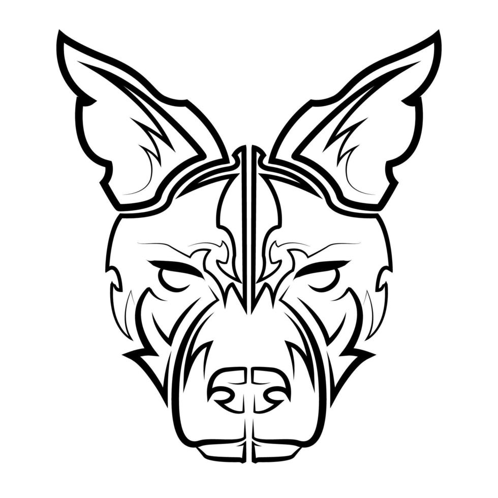 arte lineal en blanco y negro de la cabeza de lobo. buen uso de símbolo, mascota, icono, avatar, tatuaje, diseño de camiseta, logotipo o cualquier diseño vector