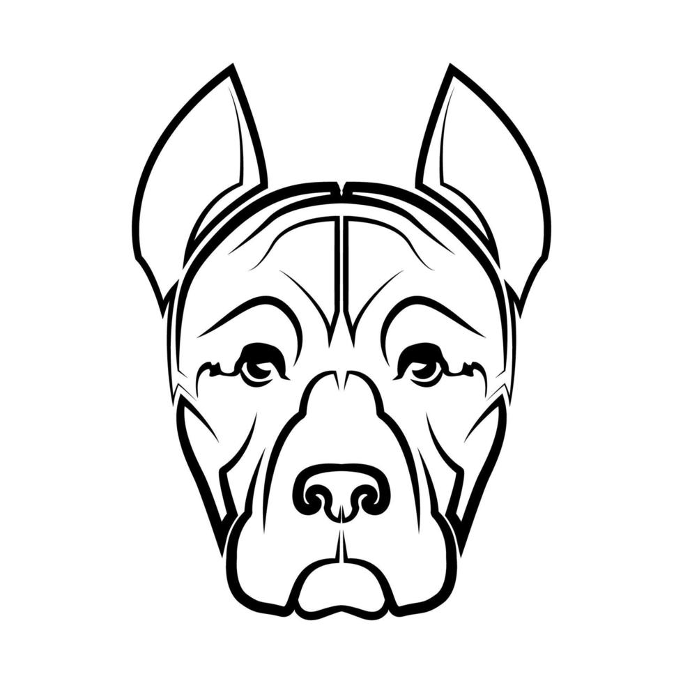 Black and white line art of pitbull dog head. Good use for symbol mascot icon avatar tattoo T Shirt design logo or any design vector