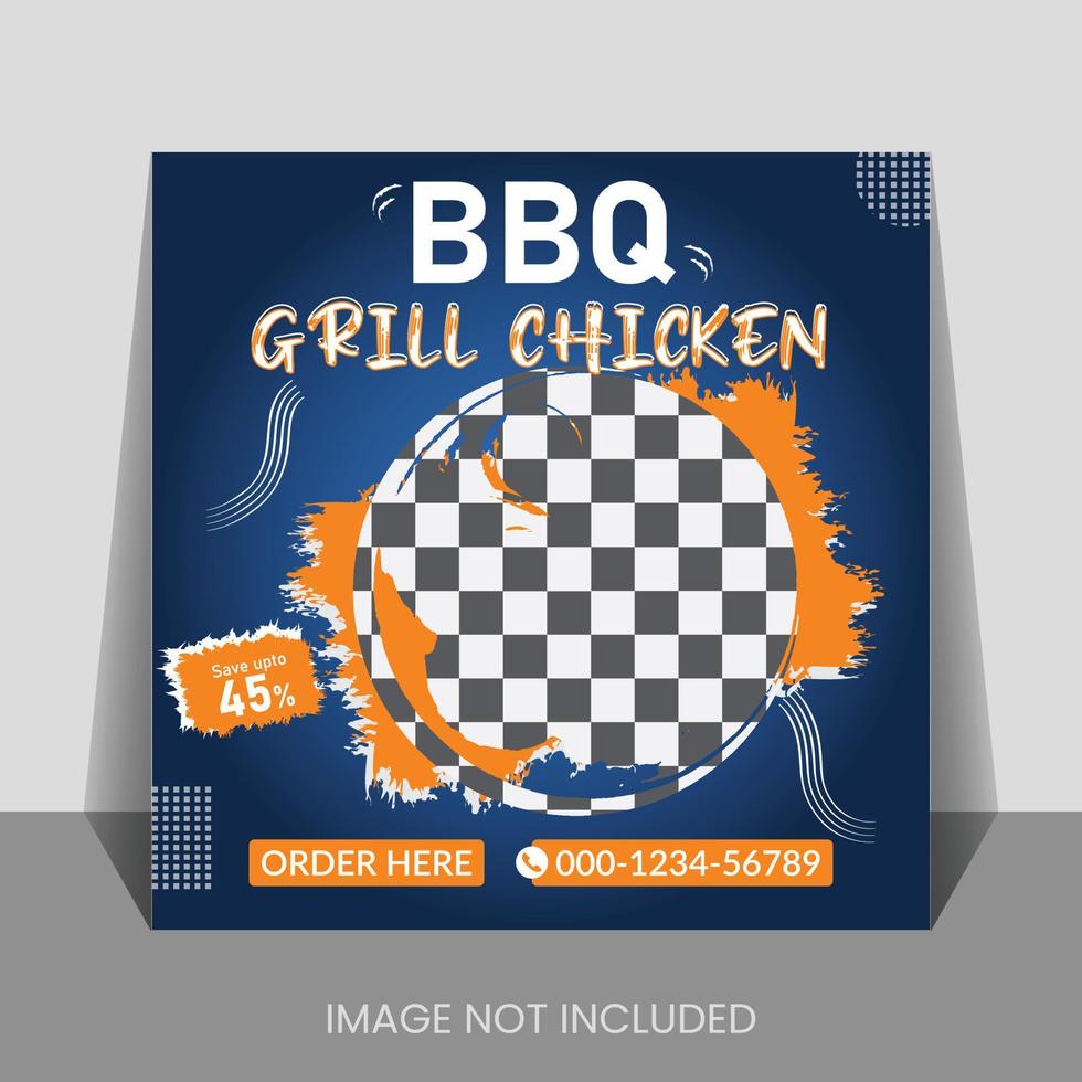 Editable Food and Restaurant Social Media Post Template Design. Social media banner for food business. Food social media template. Usable for social media, story and web internet ads. vector