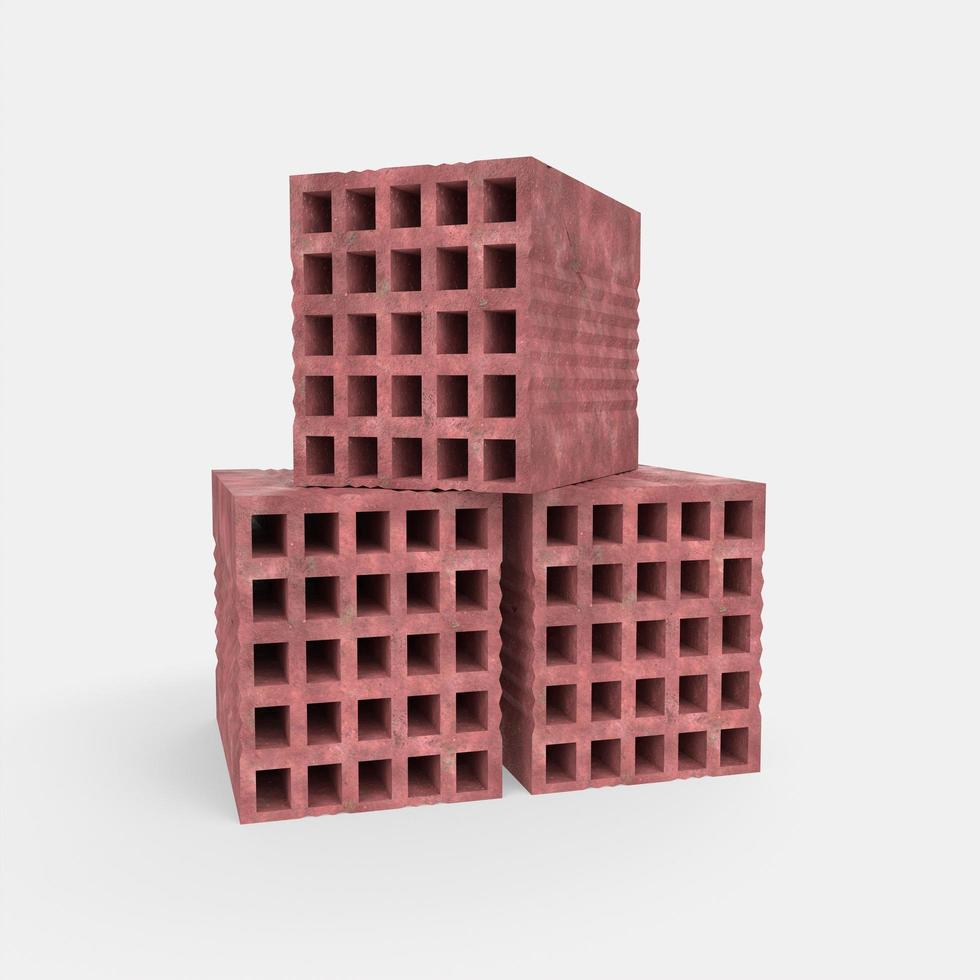 Red briquette brick 3d modelling photo