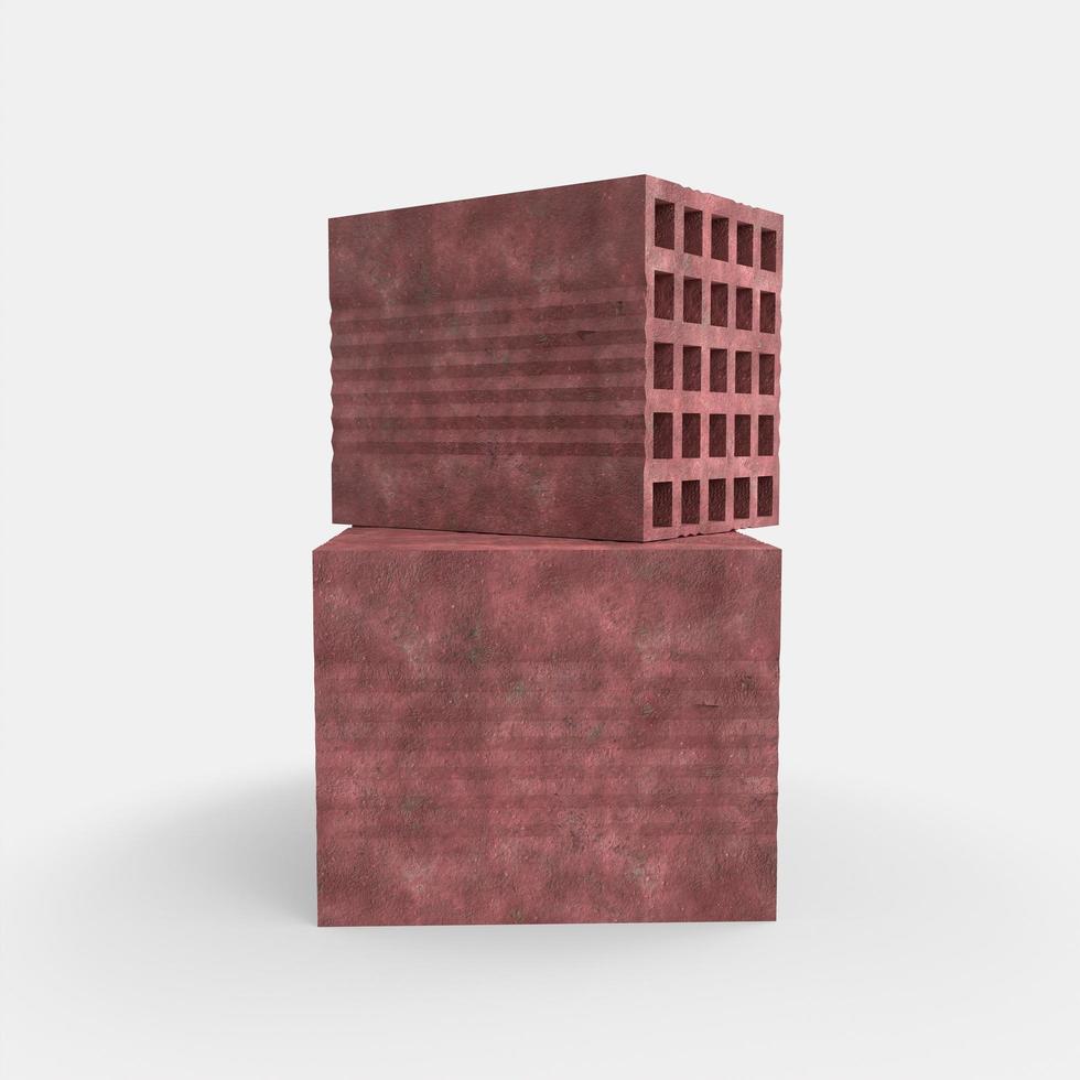 Red briquette brick 3d modelling photo