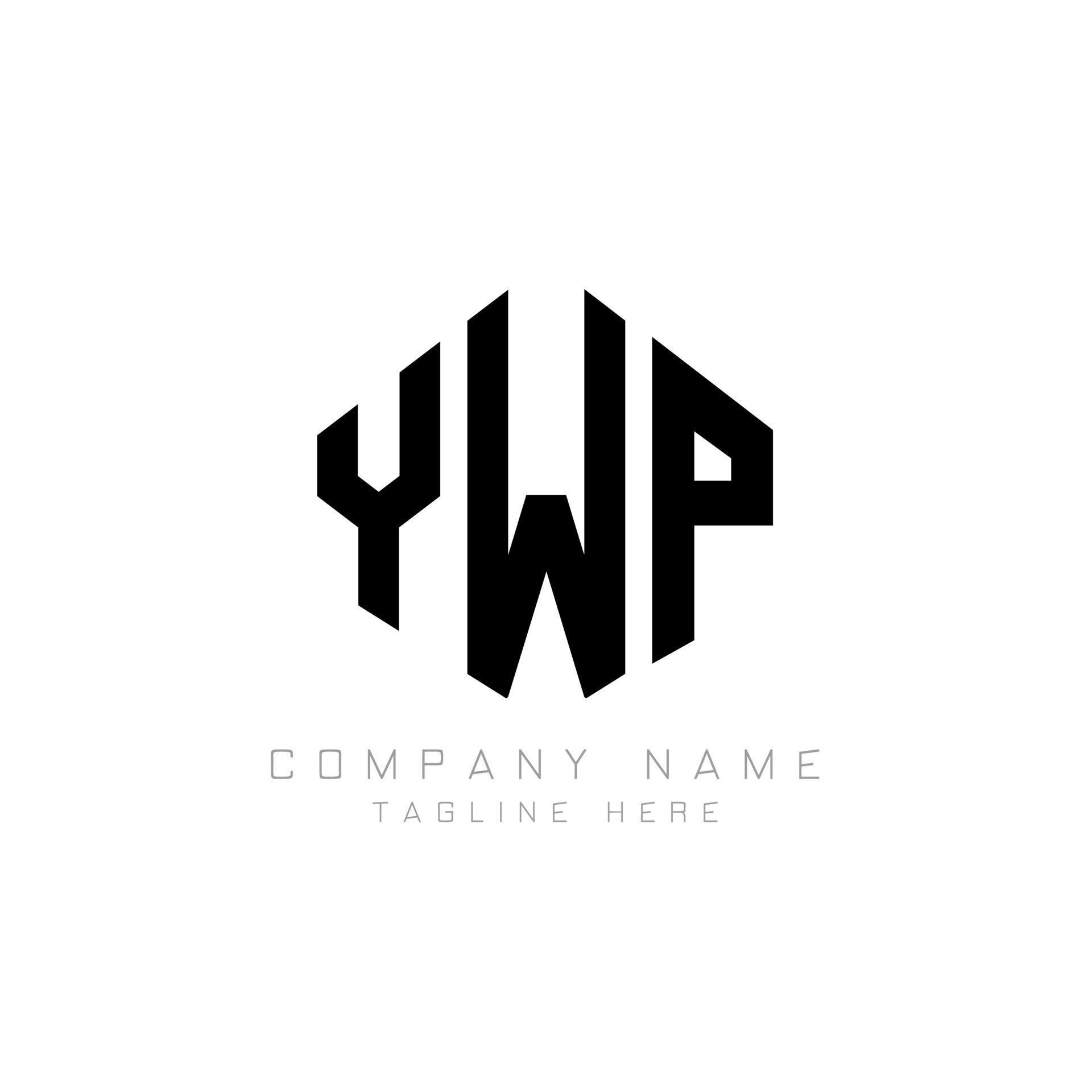 YWP letter logo design with polygon shape. YWP polygon and cube shape