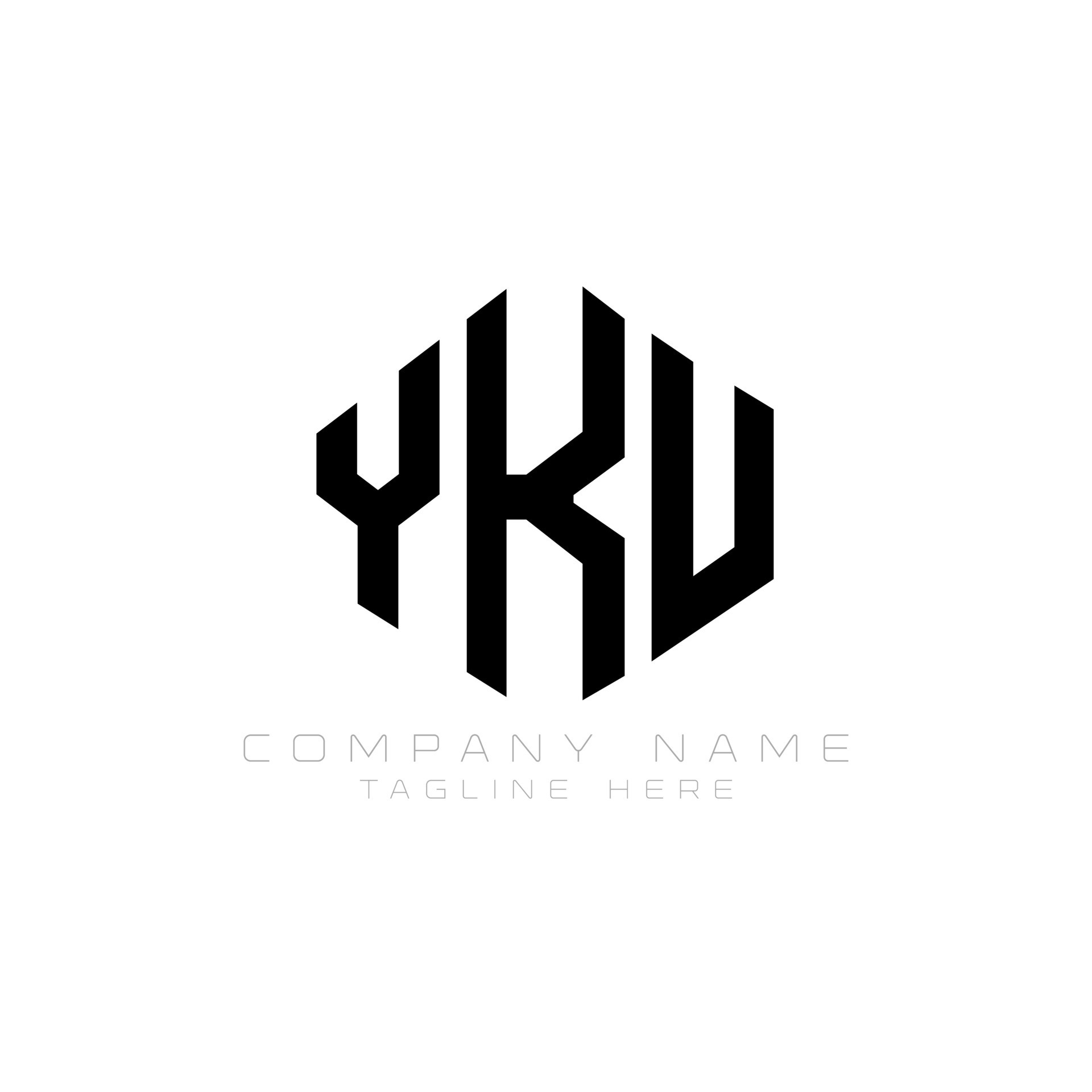 YKU letter logo design with polygon shape. YKU polygon and cube shape