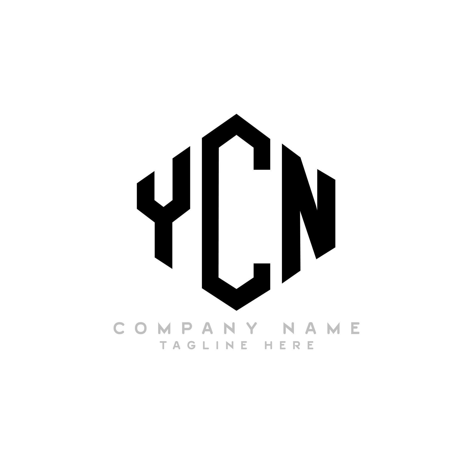 YCN letter logo design with polygon shape. YCN polygon and cube shape