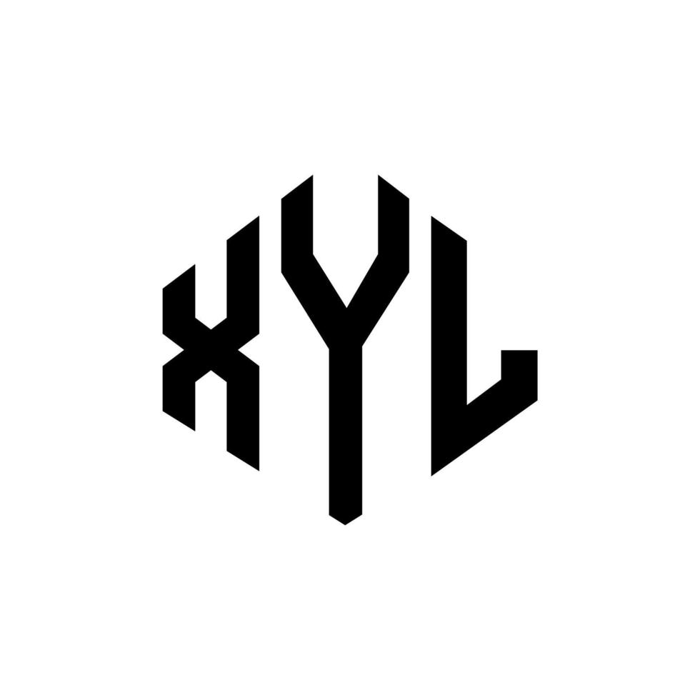 diseño de logotipo de letra xyl con forma de polígono. Diseño de logotipo en forma de cubo y polígono xyl. xyl hexágono vector logo plantilla colores blanco y negro. monograma xyl, logotipo comercial e inmobiliario.