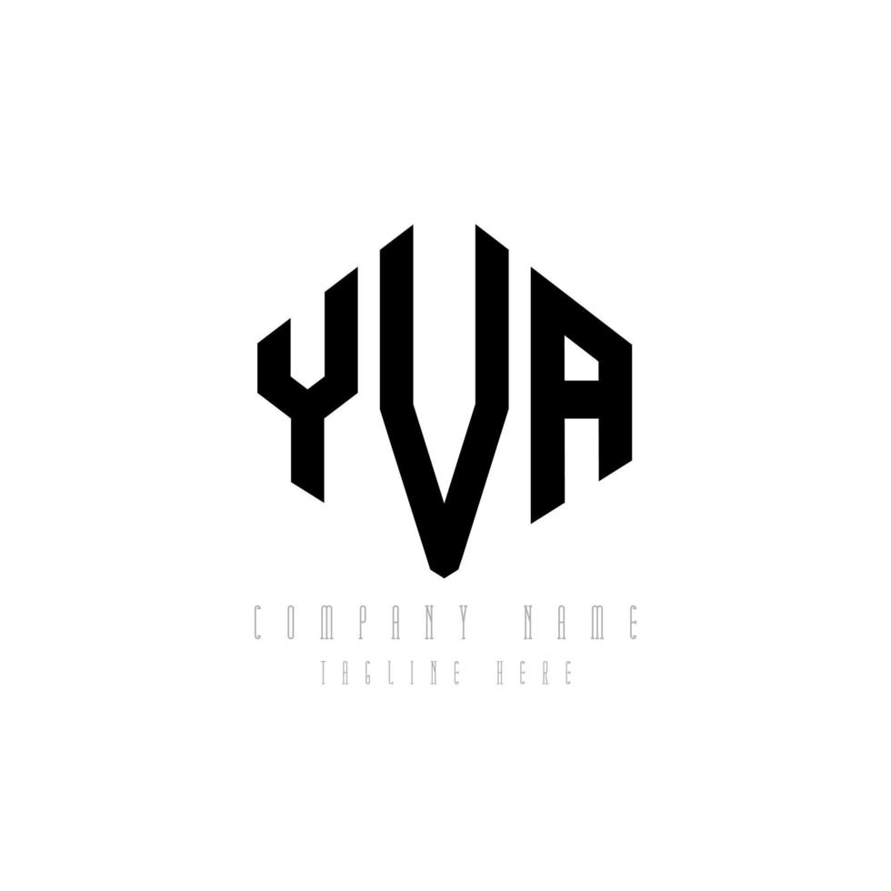 YVA letter logo design with polygon shape. YVA polygon and cube shape logo design. YVA hexagon vector logo template white and black colors. YVA monogram, business and real estate logo.