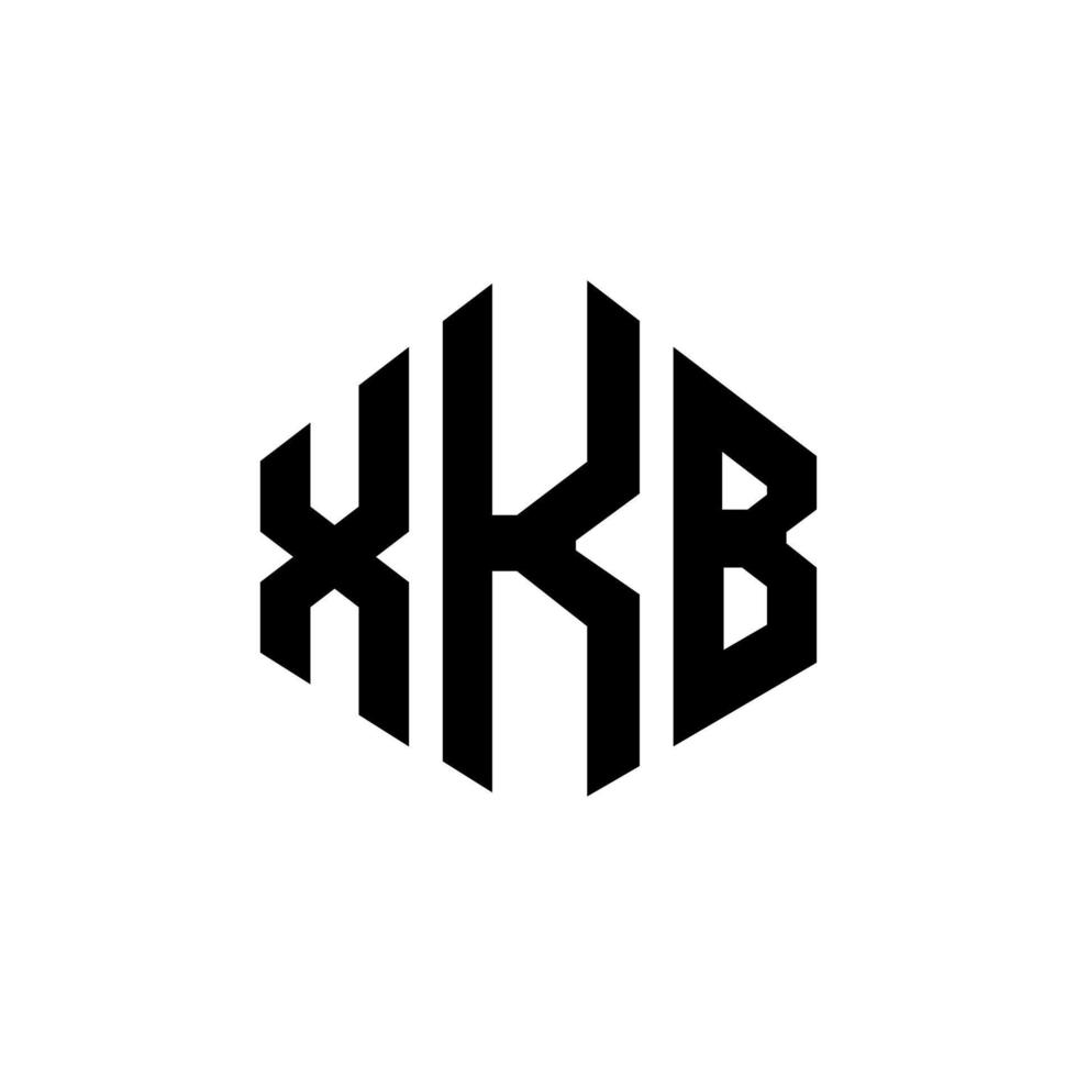 XKB letter logo design with polygon shape. XKB polygon and cube shape logo design. XKB hexagon vector logo template white and black colors. XKB monogram, business and real estate logo.