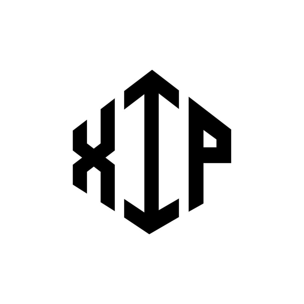 diseño de logotipo de letra xip con forma de polígono. diseño de logotipo en forma de cubo y polígono xip. xip hexágono vector logo plantilla colores blanco y negro. monograma xip, logotipo comercial e inmobiliario.