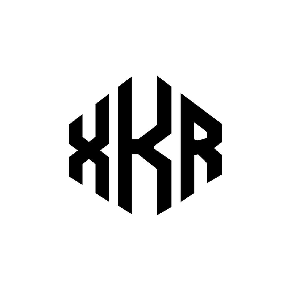 Diseño de logotipo de letra xkr con forma de polígono. Diseño de logotipo en forma de cubo y polígono xkr. xkr hexágono vector logo plantilla colores blanco y negro. Monograma xkr, logotipo empresarial y inmobiliario.