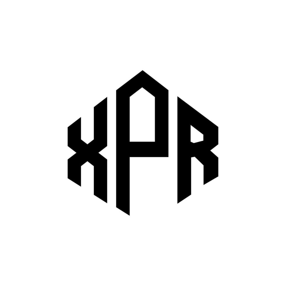 XPR letter logo design with polygon shape. XPR polygon and cube shape logo design. XPR hexagon vector logo template white and black colors. XPR monogram, business and real estate logo.