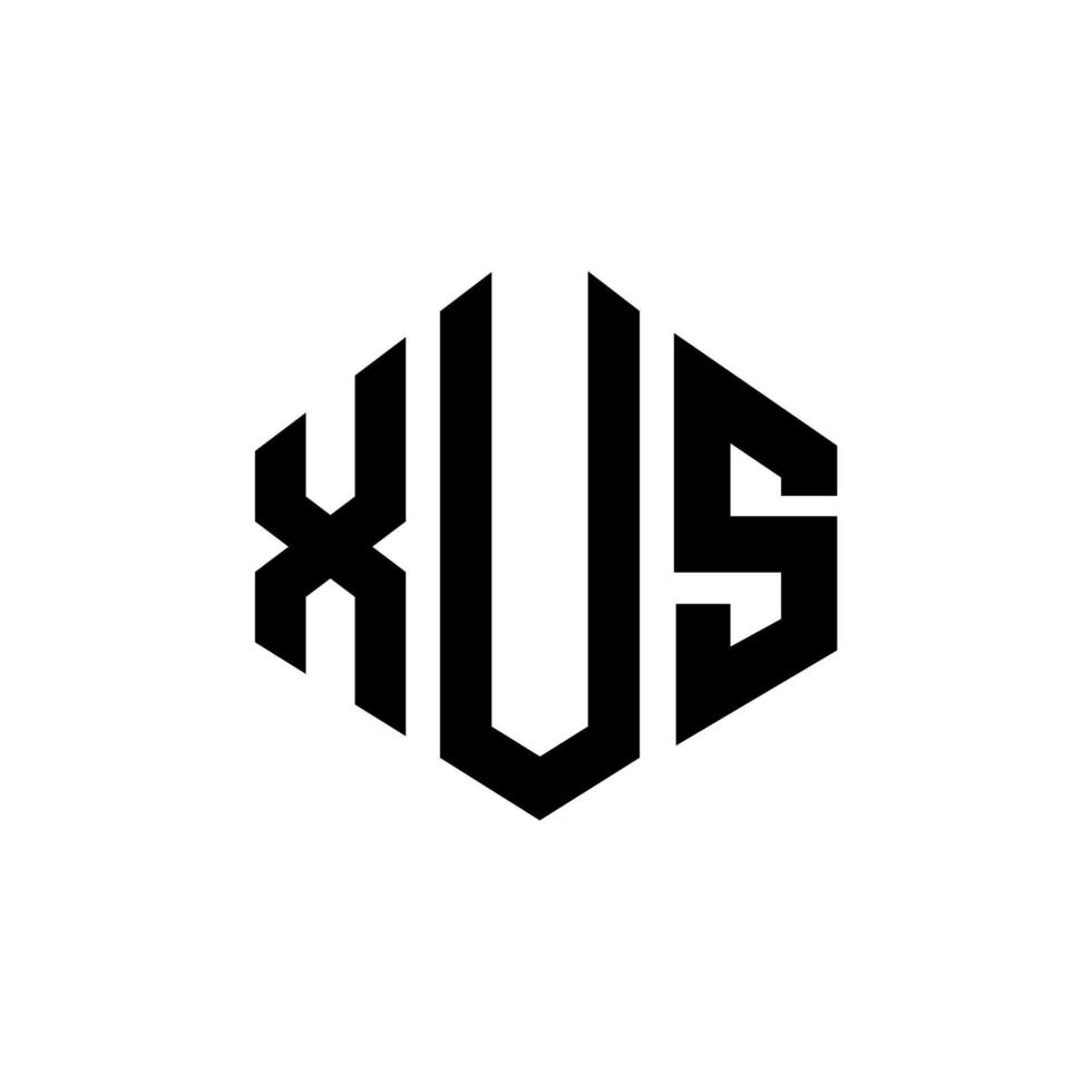 diseño de logotipo de letra xus con forma de polígono. diseño de logotipo en forma de cubo y polígono xus. xus hexágono vector logo plantilla colores blanco y negro. monograma xus, logotipo comercial e inmobiliario.