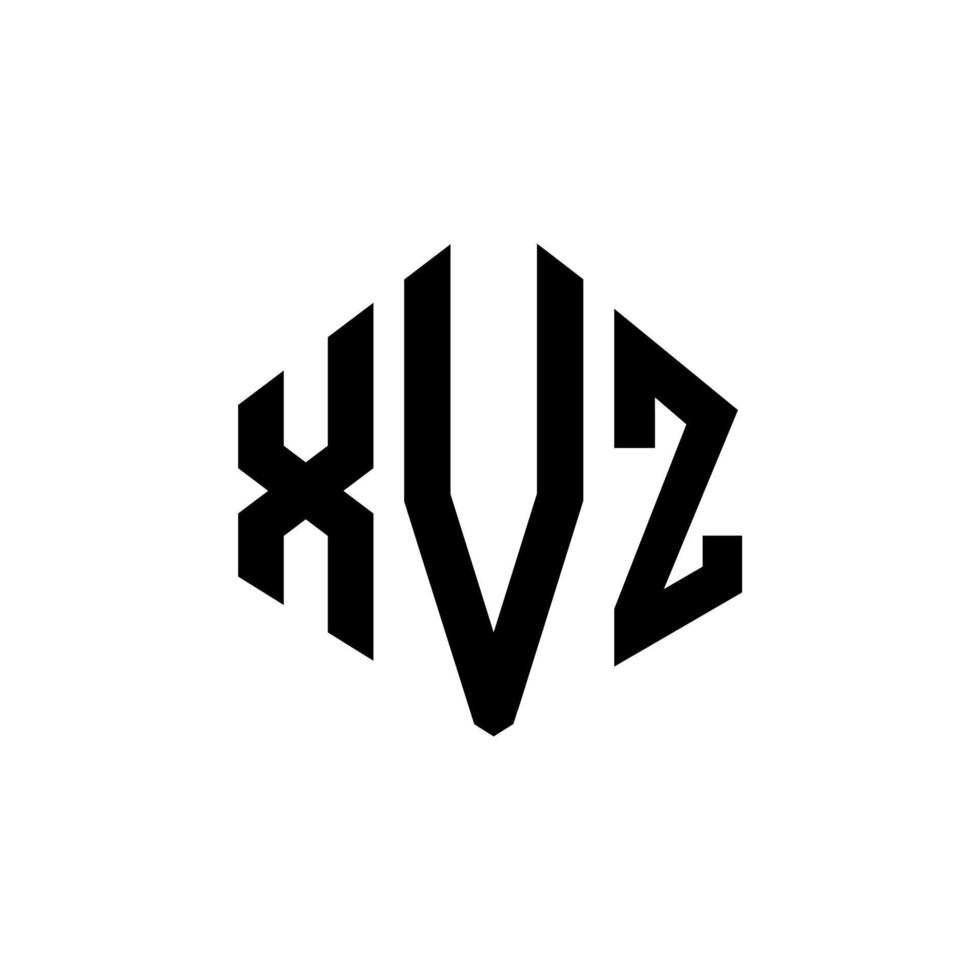 diseño de logotipo de letra xvz con forma de polígono. Diseño de logotipo en forma de cubo y polígono xvz. xvz hexágono vector logo plantilla colores blanco y negro. Monograma xvz, logotipo empresarial y inmobiliario.