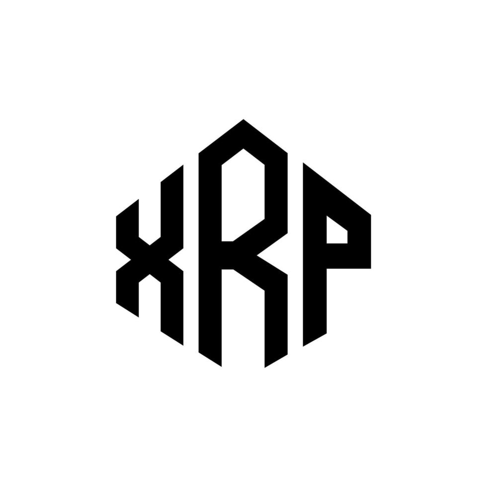 XRP letter logo design with polygon shape. XRP polygon and cube shape logo design. XRP hexagon vector logo template white and black colors. XRP monogram, business and real estate logo.