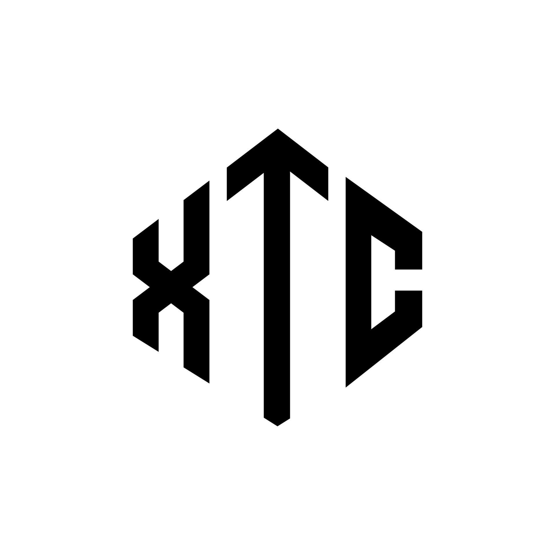 diseño de logotipo de letra xtc con forma de polígono. diseño de