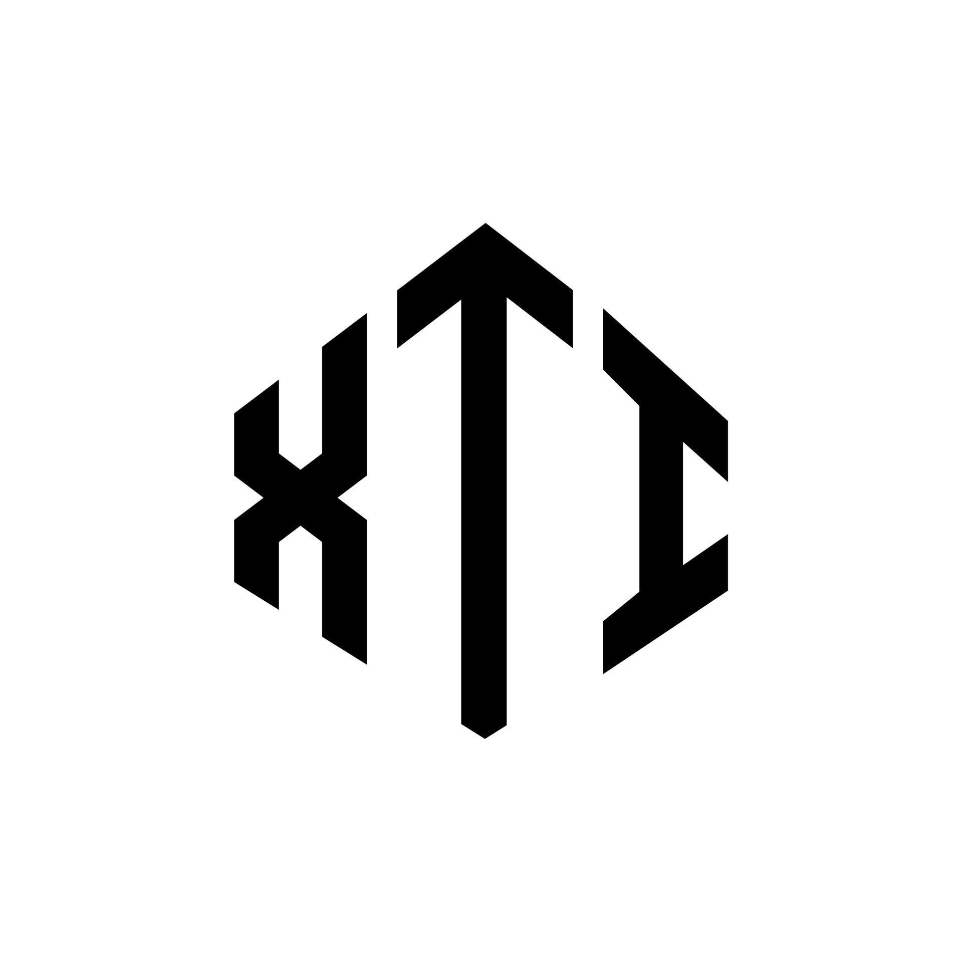 diseño de logotipo de letra xti con forma de polígono. xti polígono y