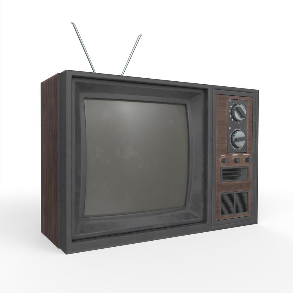 old tv isolated on white background photo