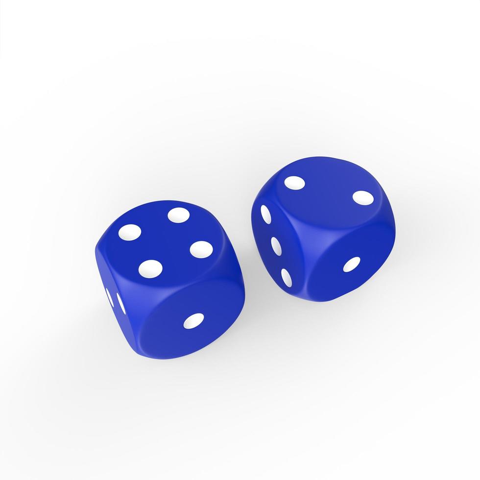 blue dice isolated on white background photo