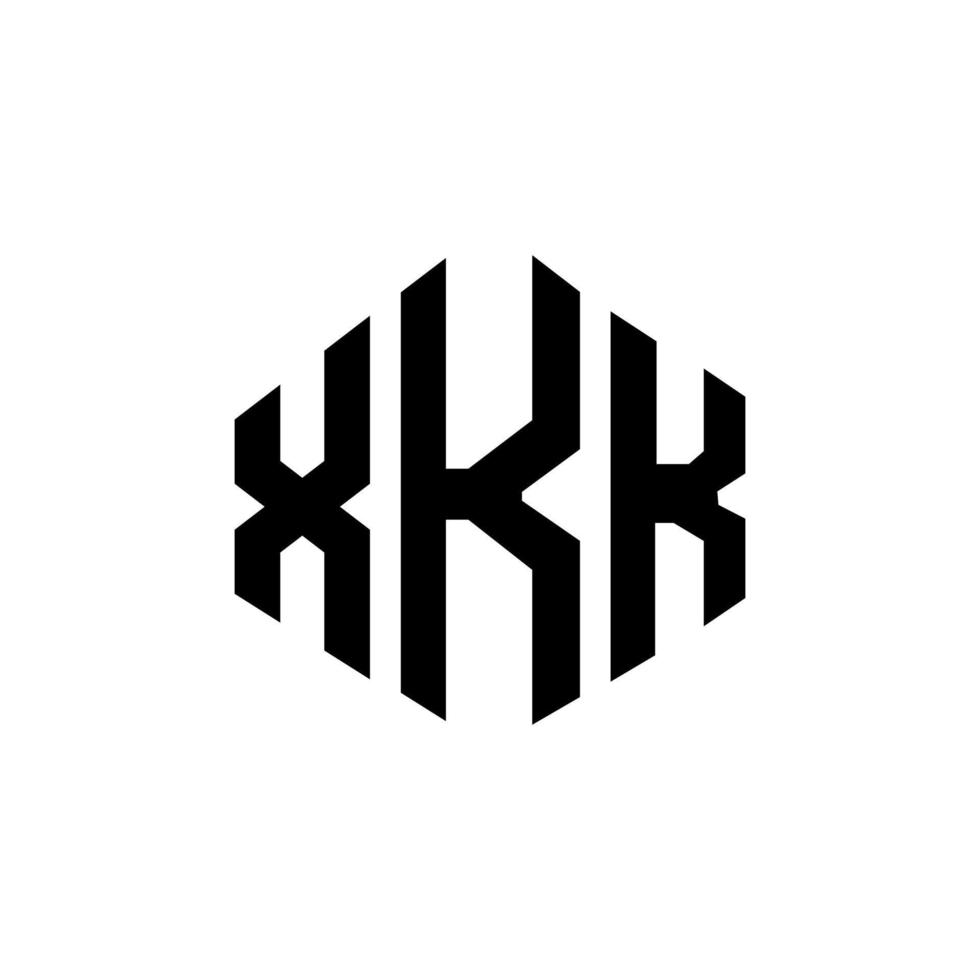 diseño de logotipo de letra xkk con forma de polígono. Diseño de logotipo en forma de cubo y polígono xkk. xkk hexágono vector logo plantilla colores blanco y negro. Monograma xkk, logotipo empresarial y inmobiliario.