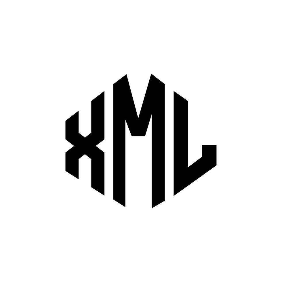 XML letter logo design with polygon shape. XML polygon and cube shape logo design. XML hexagon vector logo template white and black colors. XML monogram, business and real estate logo.