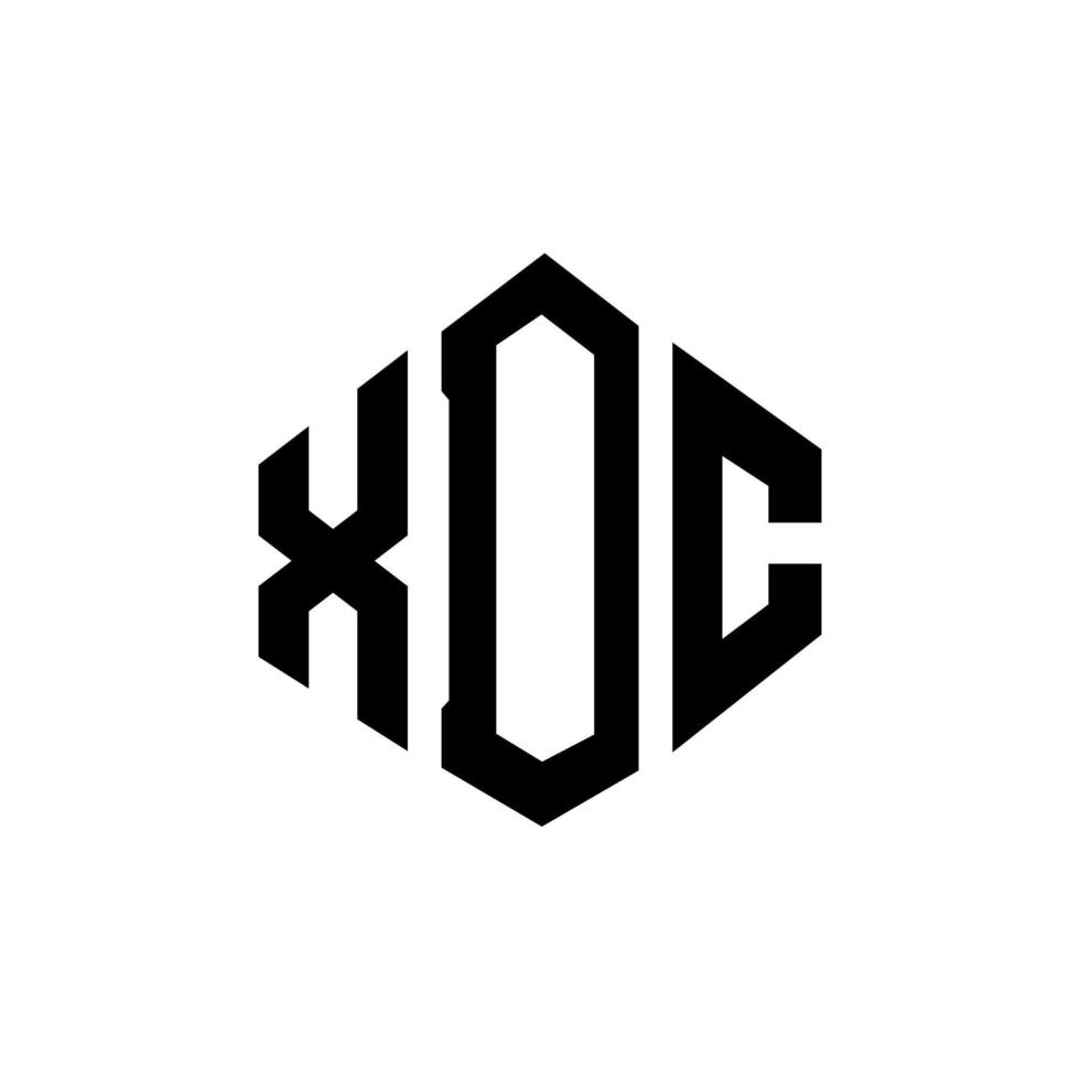 XDC letter logo design with polygon shape. XDC polygon and cube shape logo design. XDC hexagon vector logo template white and black colors. XDC monogram, business and real estate logo.