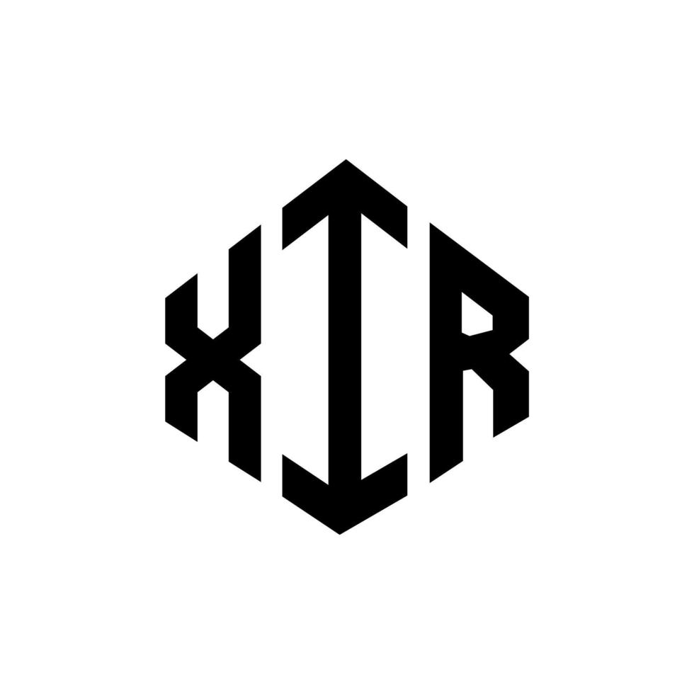 XIR letter logo design with polygon shape. XIR polygon and cube shape logo design. XIR hexagon vector logo template white and black colors. XIR monogram, business and real estate logo.