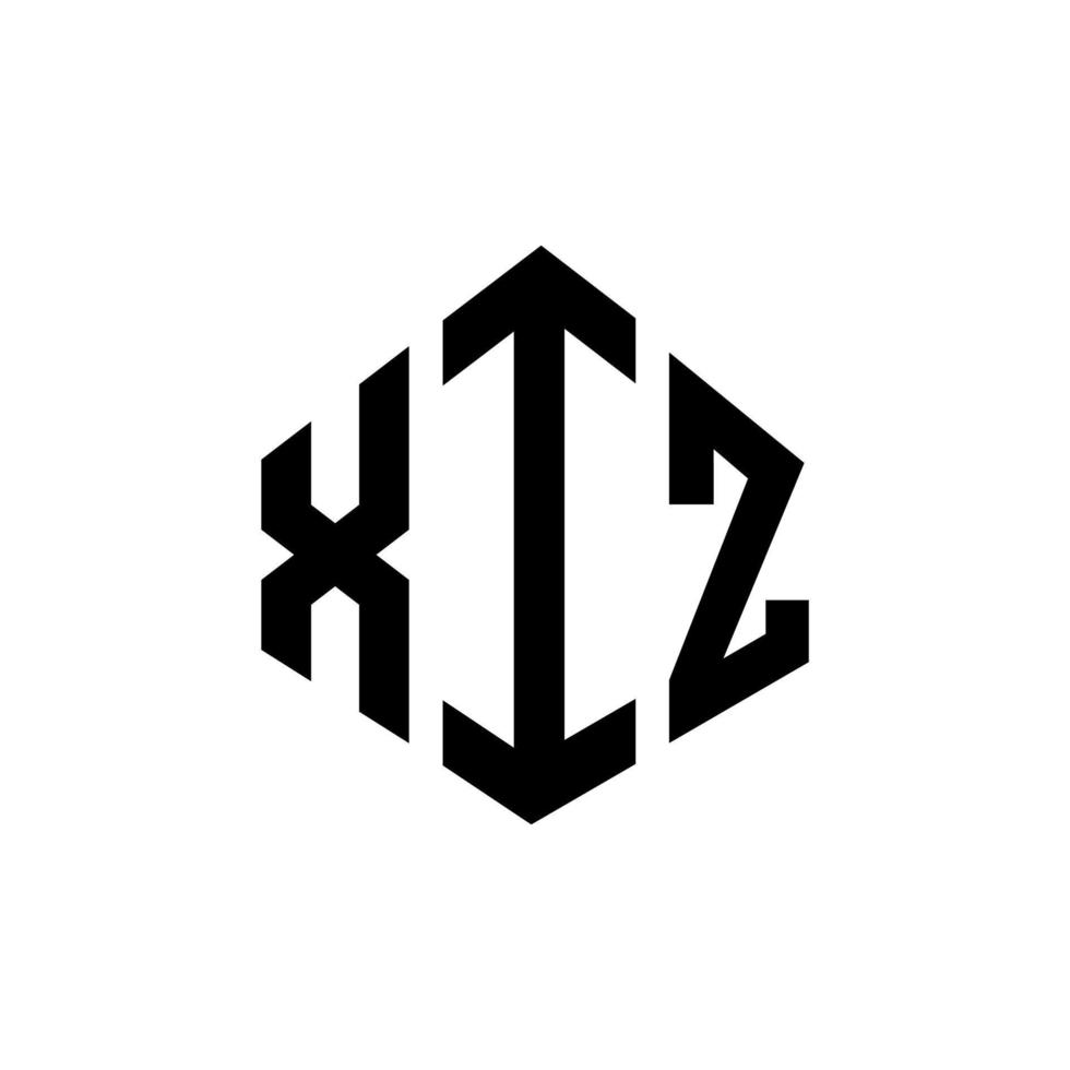 XIZ letter logo design with polygon shape. XIZ polygon and cube shape logo design. XIZ hexagon vector logo template white and black colors. XIZ monogram, business and real estate logo.