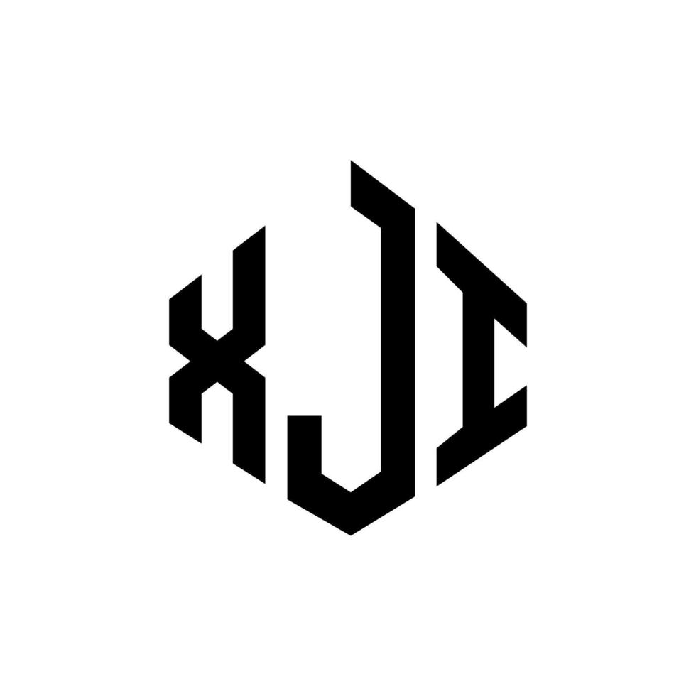 XJI letter logo design with polygon shape. XJI polygon and cube shape logo design. XJI hexagon vector logo template white and black colors. XJI monogram, business and real estate logo.