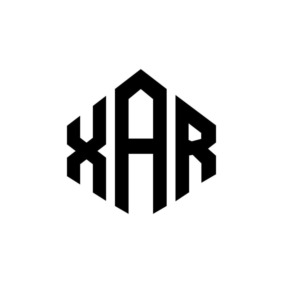 XAR letter logo design with polygon shape. XAR polygon and cube shape logo design. XAR hexagon vector logo template white and black colors. XAR monogram, business and real estate logo.