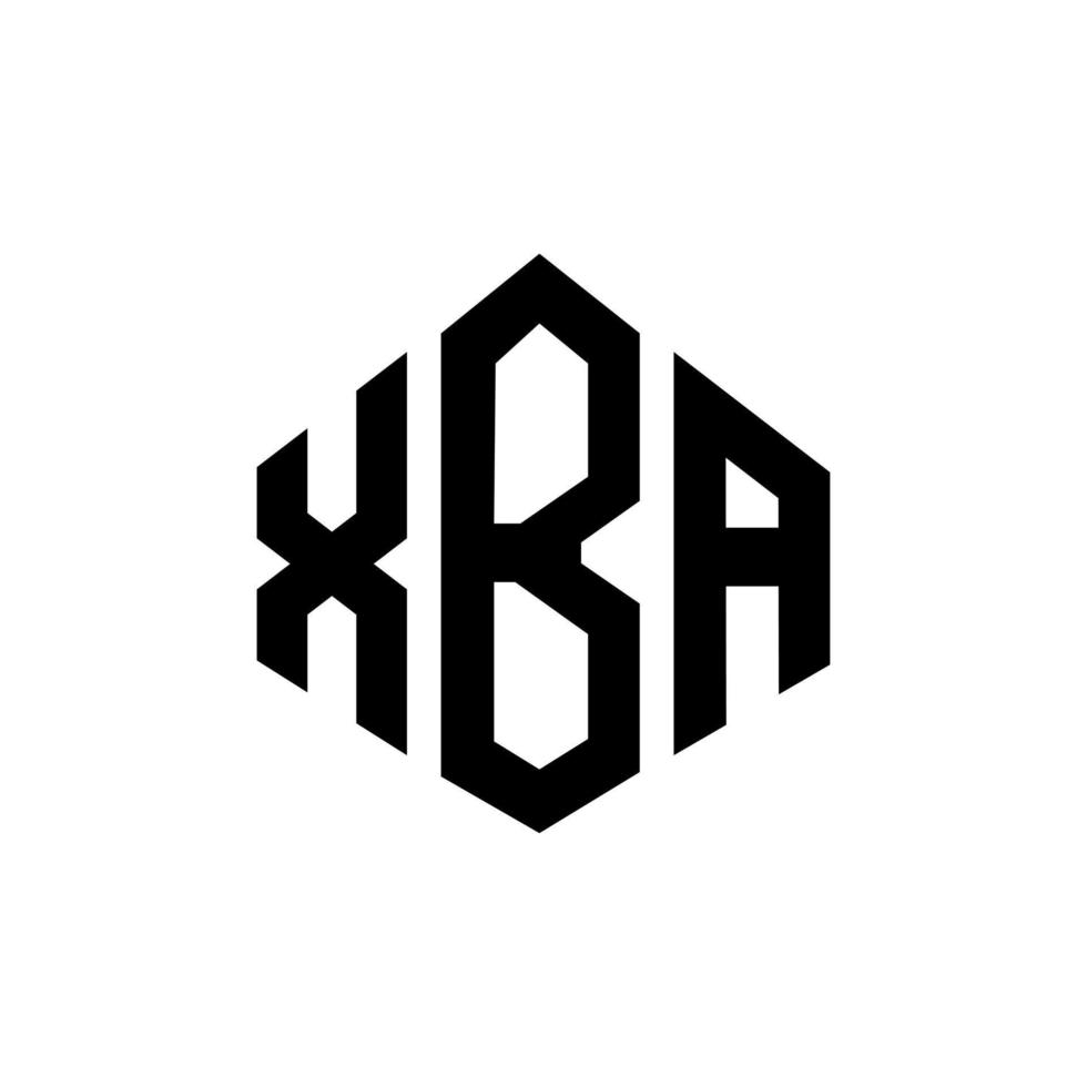 XBA letter logo design with polygon shape. XBA polygon and cube shape logo design. XBA hexagon vector logo template white and black colors. XBA monogram, business and real estate logo.