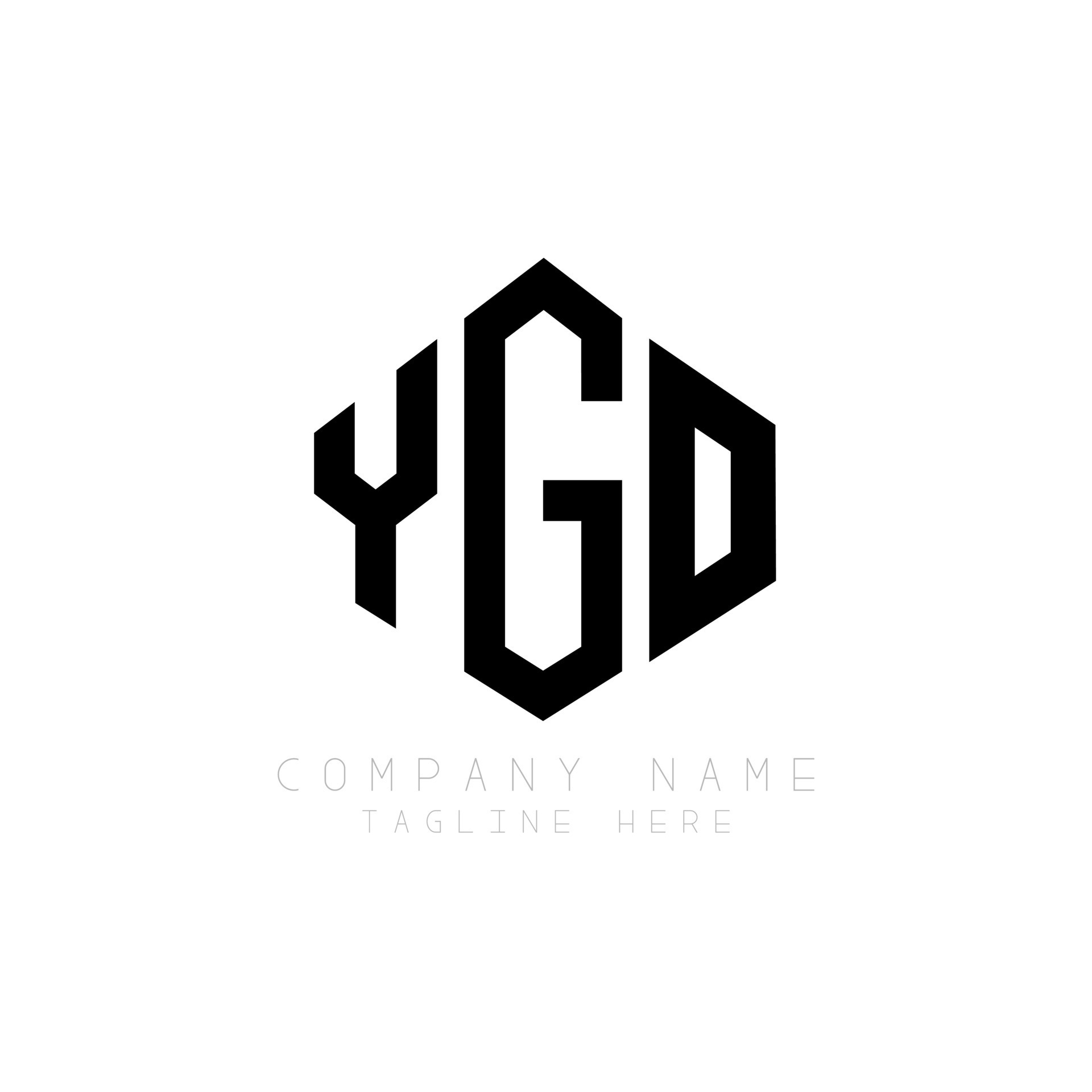 YGO letter logo design with polygon shape. YGO polygon and cube shape
