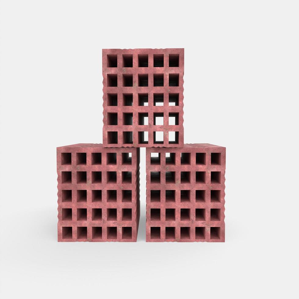 Red briquette brick 3d modelling photo