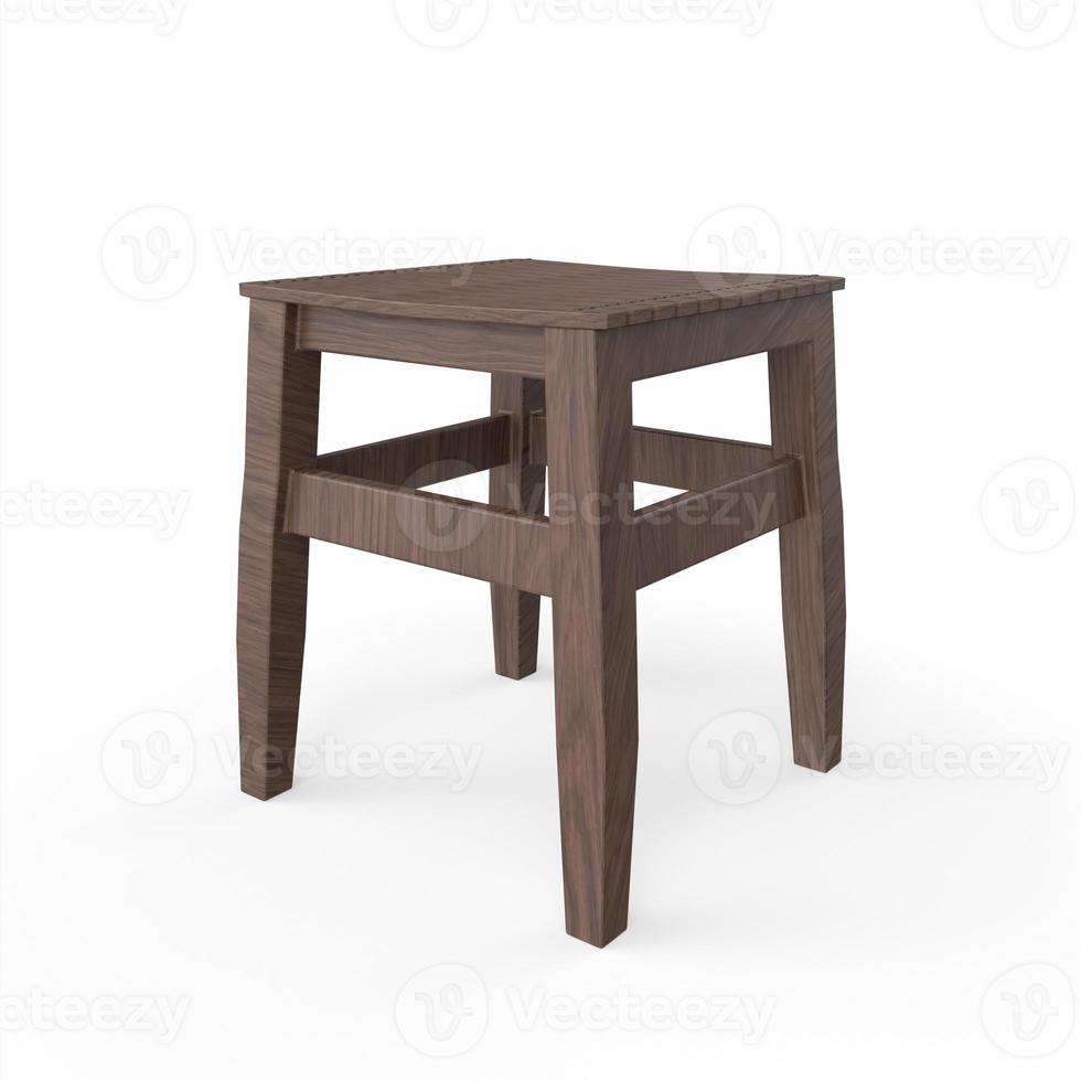 wooden stool isolated on white background photo