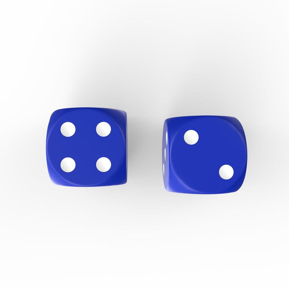 blue dice isolated on white background photo