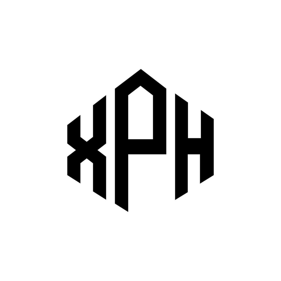 XPH letter logo design with polygon shape. XPH polygon and cube shape logo design. XPH hexagon vector logo template white and black colors. XPH monogram, business and real estate logo.