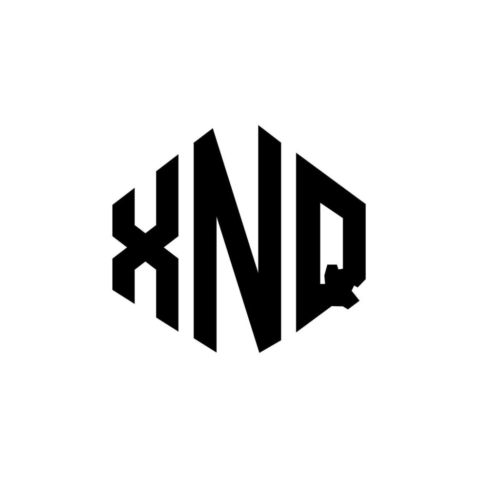 XNQ letter logo design with polygon shape. XNQ polygon and cube shape logo design. XNQ hexagon vector logo template white and black colors. XNQ monogram, business and real estate logo.