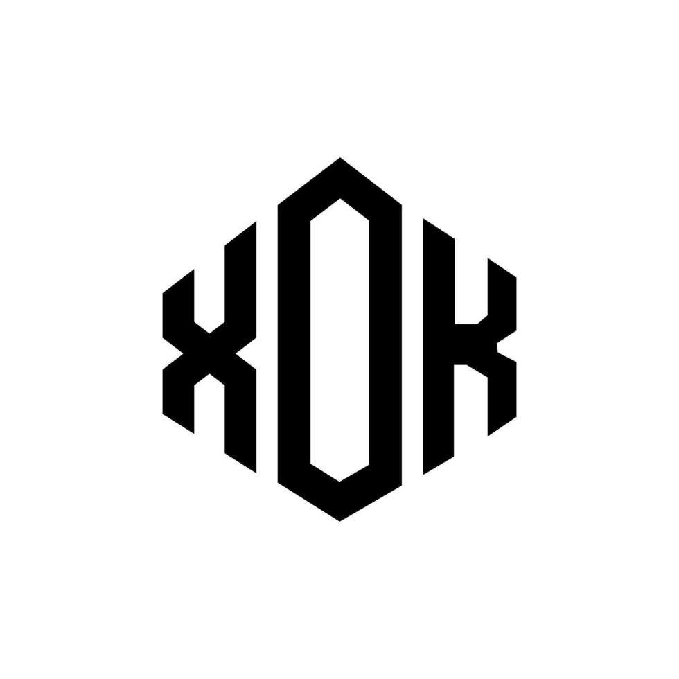 diseño de logotipo de letra xok con forma de polígono. diseño de logotipo en forma de cubo y polígono xok. xok hexágono vector logo plantilla colores blanco y negro. monograma xok, logo comercial e inmobiliario.