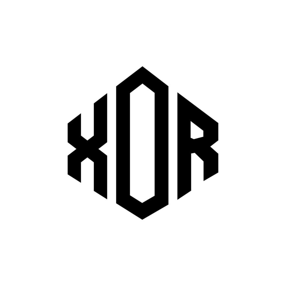 diseño de logotipo de letra xor con forma de polígono. diseño de logotipo en forma de cubo y polígono xor. xor hexágono vector logo plantilla colores blanco y negro. Monograma xor, logotipo comercial e inmobiliario.