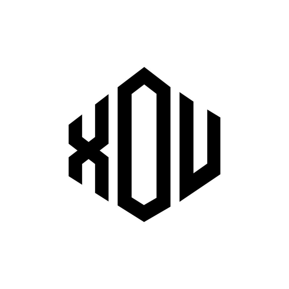 diseño de logotipo de letra xou con forma de polígono. diseño de logotipo en forma de cubo y polígono xou. xou hexágono vector logo plantilla colores blanco y negro. monograma xou, logotipo comercial e inmobiliario.