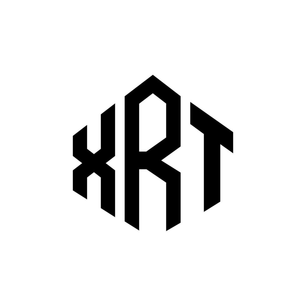 diseño de logotipo de letra xrt con forma de polígono. Diseño de logotipo en forma de cubo y polígono xrt. xrt hexágono vector logo plantilla colores blanco y negro. Monograma xrt, logotipo empresarial y inmobiliario.